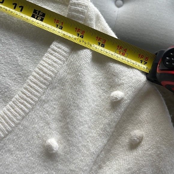 Madewell Cream Brockton Bauble Pullover V-neck Sweater Size XL Wool bland - Picture 8 of 9